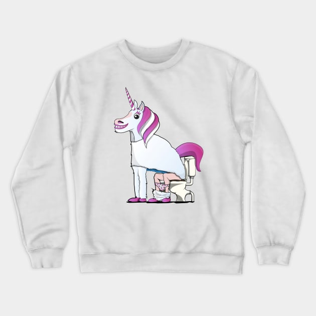 Unicorn on the Toilet Crewneck Sweatshirt by InTheWashroom